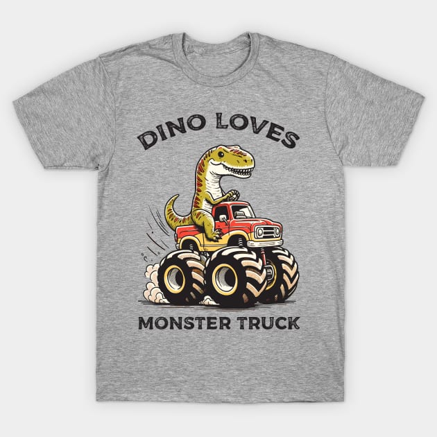 Dino loves monster truck T-Shirt by Yopi